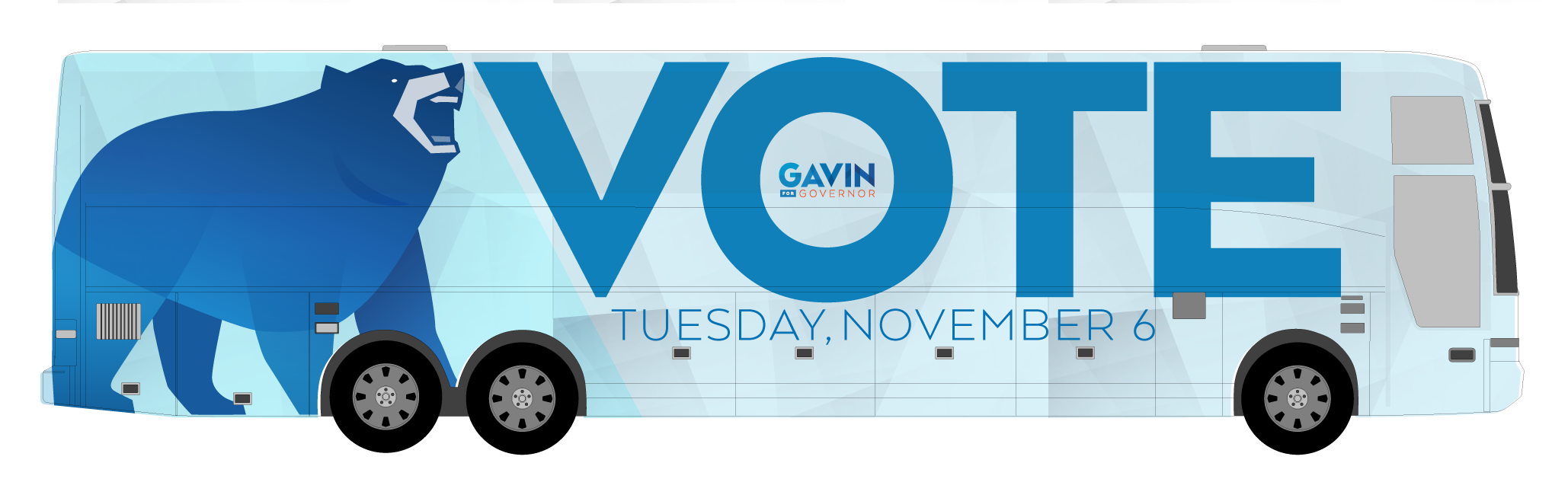 Gavin Newsom Bus Wrap Render VOTE