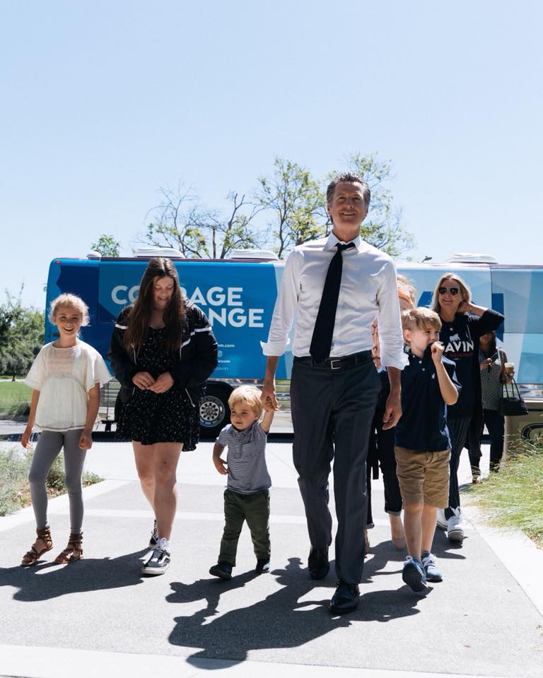 Gavin Newsom Bus Wrap with family